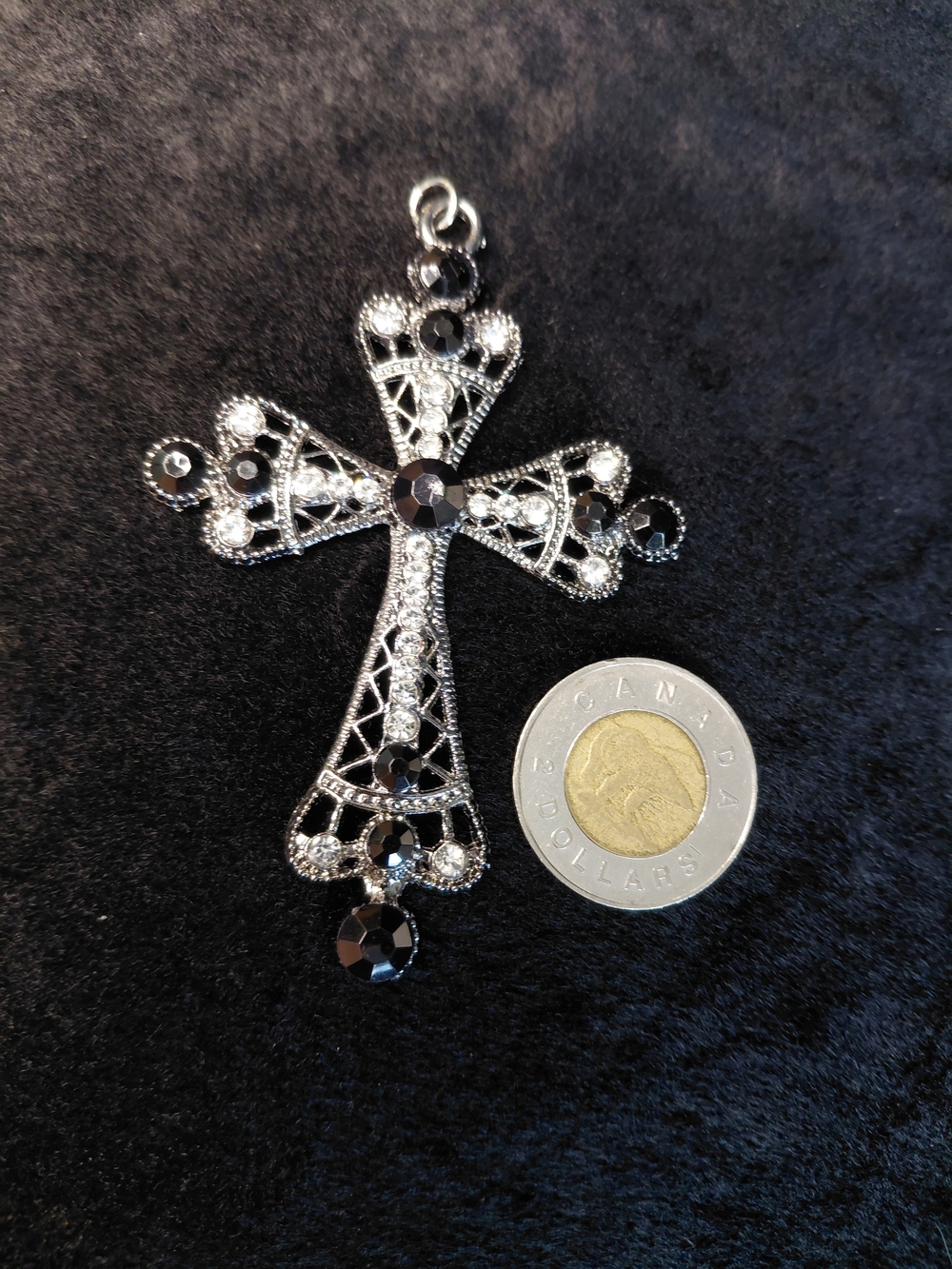 Free-add on,Black Plastic Crystal Cross Pendant Necklace,